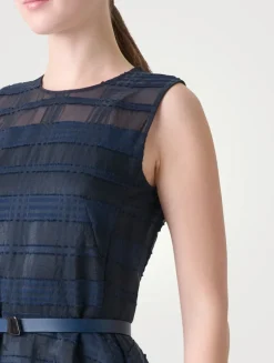 Belted Organza Midi Dress