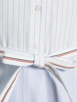 Belted Poplin Shirt Dress In Stripe Print