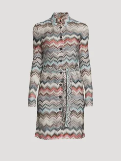 Belted Raschel Shirt Dress