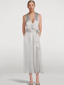 Belted Silk Midi Dress