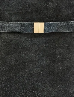 Belted Suede Bucket Bag