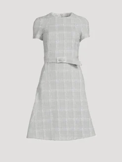 Belted Tweed Midi Dress