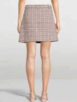 Belted Tweed Mini Skirt