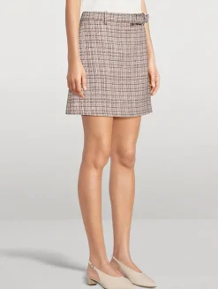 Belted Tweed Mini Skirt