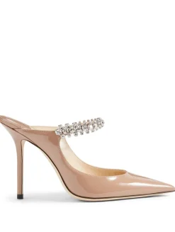 Bing 100 Patent Leather Mules With Crystal Strap