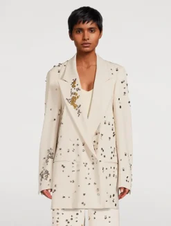 Blink Embellished Double-Breasted Wool Blazer