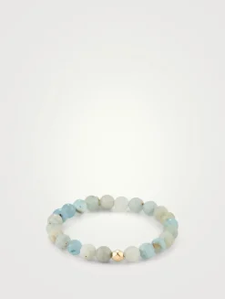 Bohème Aquamarine Beaded Bracelet With 14K Gold Ball Charm