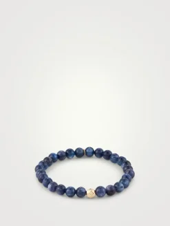 Bohème Midnight Kyanite Beaded Bracelet With 14K Gold Ball Charm