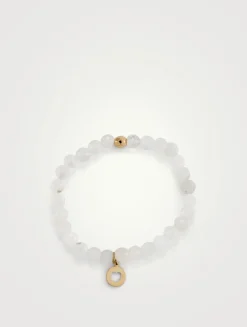 Bohème Moonstone Beaded Bracelet With 14K Gold Heart Charm