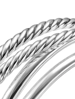 Bold Crossover Multi Row Cuff Bracelet In Sterling Silver, 24.4mm