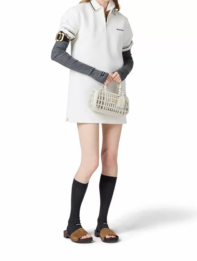 Bonded Piqué And Technical Jersey Dress