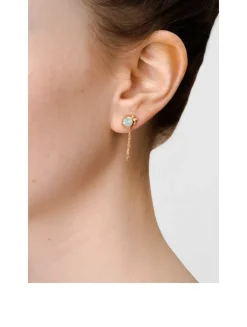 Bonheur 14K Gold Chain Earrings With Australian Opal