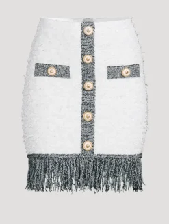 Bouclé Fringe Mini Skirt