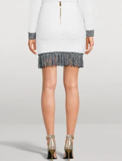 Bouclé Fringe Mini Skirt