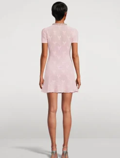 Bow Jacquard Crochet Mini Dress