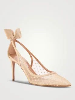 Bow Tie Suede Mesh Pumps