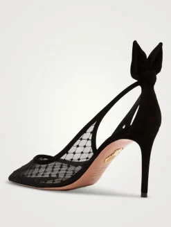 Bow Tie Suede Mesh Pumps