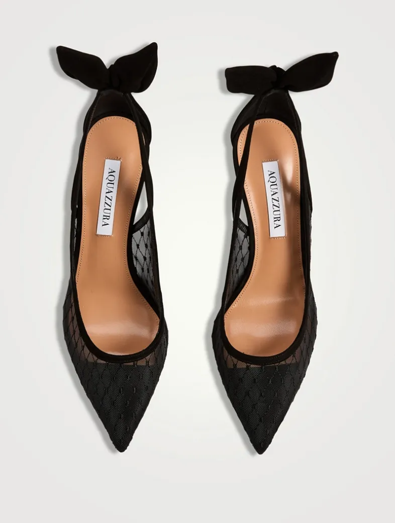 Bow Tie Suede Mesh Pumps