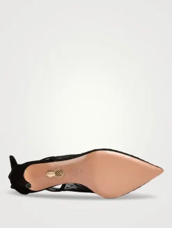 Bow Tie Suede Mesh Pumps