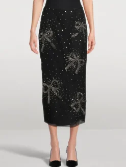 Bow-Embellished Pencil Skirt