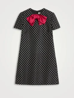 Bow-Trimmed Mini Dress In Polka Dot Print