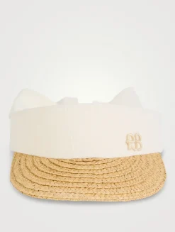 Braide Straw And Linen Visor