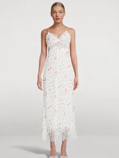 Bristelle Lace-Trimmed Slip Dress In Floral Print