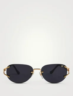 Broadway 24K Gold Drill Mount Round Sunglasses