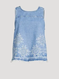 Broderie Anglaise Denim Top