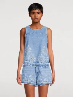 Broderie Anglaise Denim Top