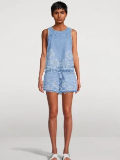 Broderie Anglaise Denim Top