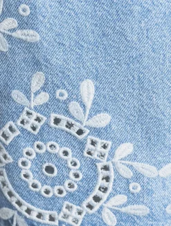 Broderie Anglaise Denim Top