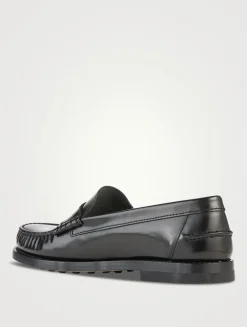 Brushed Leather Penny Loafers