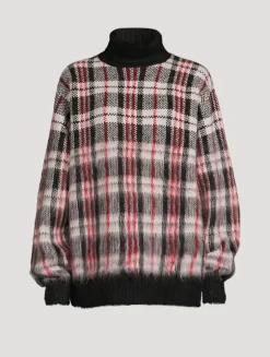 Brushed Plaid Turtleneck Sweater
