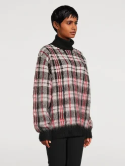 Brushed Plaid Turtleneck Sweater