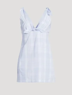 Brynnie Bow-Trimmed Mini Dress In Plaid Print