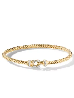 Buckle Bracelet In 18k Yellow Gold With Pavé Diamonds