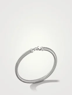 Buckle Bracelet In Sterling Silver With Pavé Diamonds