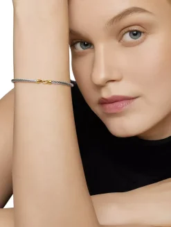 Buckle Bracelet In Sterling Silver With 18k Yellow Gold