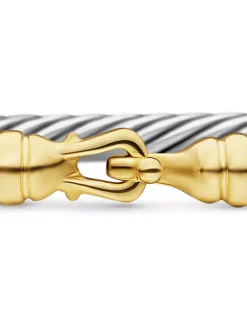 Buckle Bracelet In Sterling Silver With 18k Yellow Gold