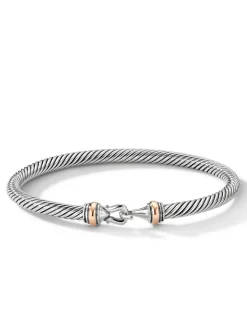 Buckle Bracelet In Sterling Silver With 18k Rose Gold