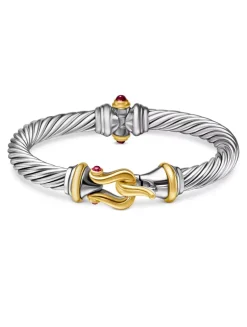 Buckle Bracelet In Sterling Silver With 18k Yellow Gold And Rhodolite Garnets