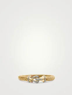 Buckle Cablespira® Bracelet In 18k Yellow Gold With Rubies And Diamonds, 9mm