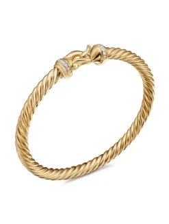 Buckle Cablespira® Bracelet In 18k Yellow Gold With Diamonds, 5mm