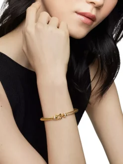 Buckle Cablespira® Bracelet In 18k Yellow Gold With Diamonds, 5mm