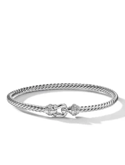 Buckle Cablespira® Bracelet In 18k White Gold With Diamonds, 3.5mm