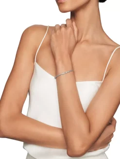 Buckle Classic Cable Bracelet In Sterling Silver With Diamonds, 3mm