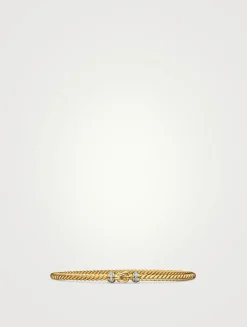 Buckle Classic Cable Bracelet In 18k Yellow Gold With Diamonds, 2.6mm