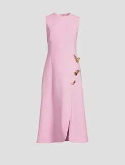 Butterfly-Embellished Midi Dress