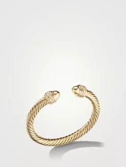 Cable Classics Bracelet In 18k Yellow Gold With Gold Domes And Pavé Diamonds